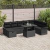 vidaXL Conjunto de Sof&aacute; de Jardim 9 pcs Preto Rattan Sint&eacute;tico