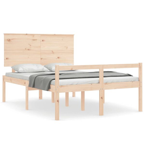 vidaXL Cama para idosos com cabeceira 140x190 cm madeira maci&ccedil;a