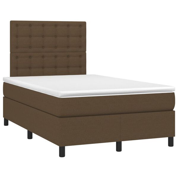 vidaXL Cama box spring c/ colch&atilde;o/LED 120x200cm tecido castanho-escuro