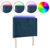 vidaXL Cabeceira cama c/ luzes LED veludo 83x16x118/128 cm azul-escuro