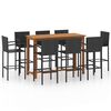 vidaXL 9 pcs conjunto de bar para jardim preto