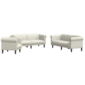 vidaXL 3 pcs conjunto de sof&aacute;s veludo cor creme