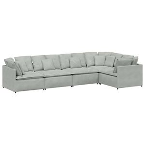 vidaXL Sof&aacute; modular com almofadas em veludo cinza claro