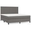 vidaXL Cama com molas/colch&atilde;o 160x200 cm couro artificial cinzento