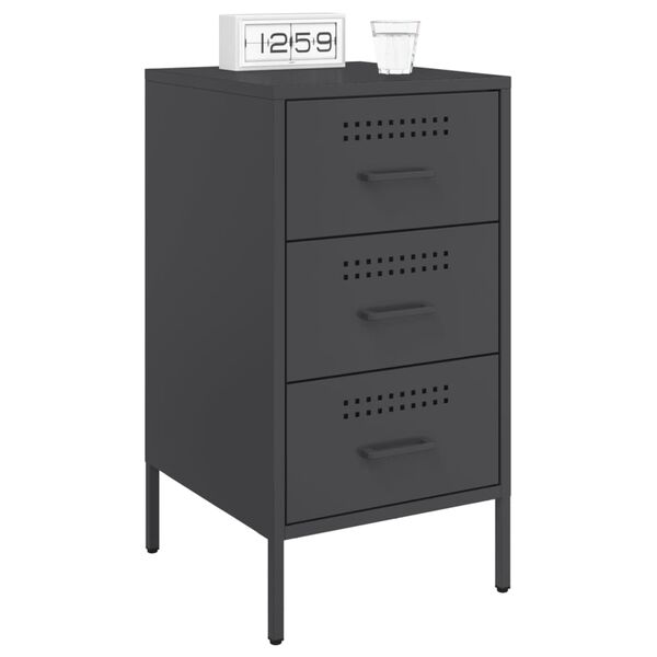 vidaXL Mesa de cabeceira 36x39x68 cm a&ccedil;o preto