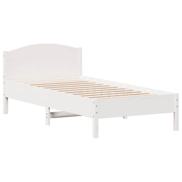 vidaXL Cama sem colch&atilde;o 75x190 cm madeira de pinho maci&ccedil;a branco