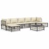 vidaXL 8 pcs conjunto lounge de jardim c/ almofad&otilde;es vime PE antracite