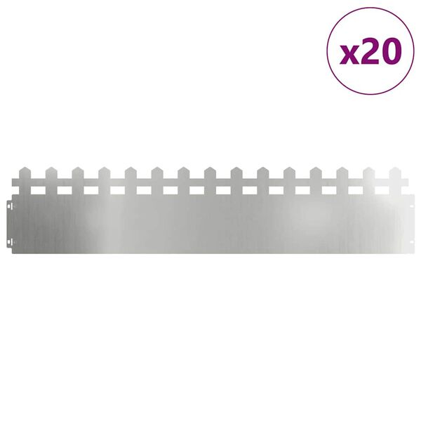 vidaXL Delimitadores de relvado 20 pcs Prateado 103 x 0,05 x 22 cm