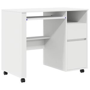 vidaXL Mesa com Rodas Branco Derivados de Madeira 91 x 50 x 77 cm
