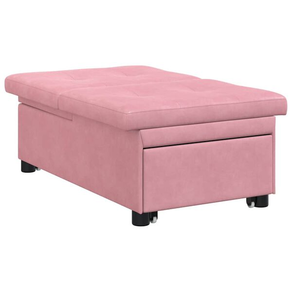 vidaXL Sof&aacute;-Cama Rosa 194 x 67 x 82 cm Veludo
