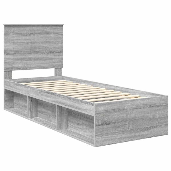 vidaXL Estrutura da Cama com cabeceira Cinza Sonoma 75 x 190 cm