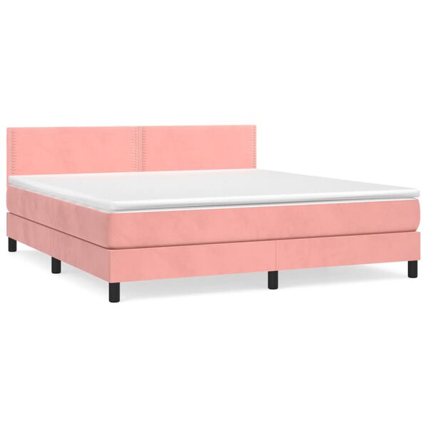 vidaXL Cama com molas/colch&atilde;o 180x200 cm veludo rosa
