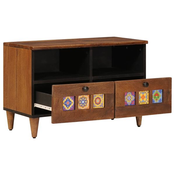 vidaXL Mesa de centro Castanho 80 x 54 x 40 cm Madeira de manga maci&ccedil;a