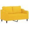 vidaXL Sof&aacute; 2 lug. c/ almofadas/almofad&otilde;es 140 cm tecido amarelo-claro