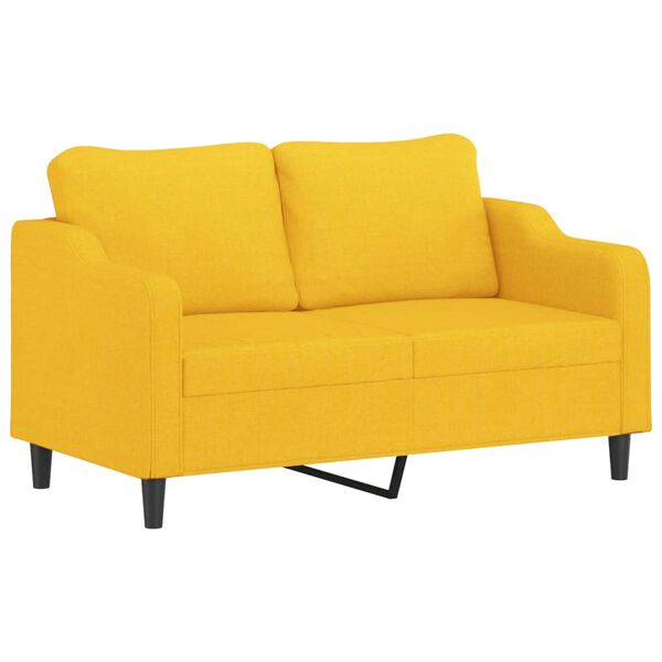 vidaXL Sof&aacute; 2 lug. c/ almofadas/almofad&otilde;es 140 cm tecido amarelo-claro