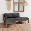 vidaXL 4 pcs conjunto lounge de jardim c/ almofad&otilde;es vime PE cinzento