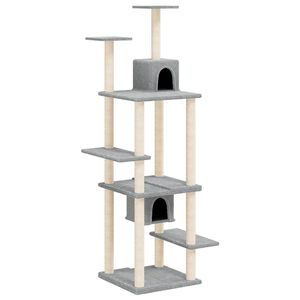 vidaXL &Aacute;rvore p/ gatos c/ postes arranhadores sisal 176 cm cinza-claro
