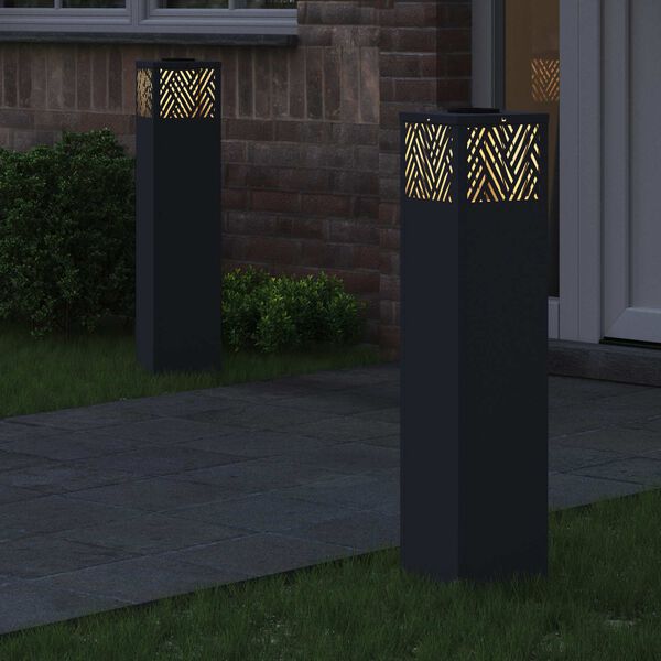 vidaXL Luz Solar LED de Caminho 2 pcs Antracite A&ccedil;o Laminado a Frio