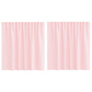 vidaXL Cortinas de voile com la&ccedil;os 2 pcs rosa-claro 140x140 cm