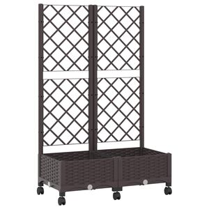 vidaXL Vaso de Jardim com Treli&ccedil;a e Rodas Castanho 80 x 40 x 131,5 cm