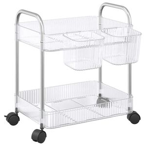vidaXL Carrinho arruma&ccedil;&atilde;o 2 camadas transparente 37x28x43,5cm acr&iacute;lico