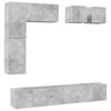 vidaXL 8 pcs conjunto de m&oacute;veis de TV derivados madeira cinza cimento