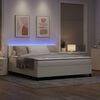 vidaXL Cama Box com luzes de tira LED Creme e Branco 203 x 180 x 88 cm
