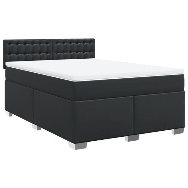 vidaXL Cama com molas/colchão 140x190 cm couro artificial preto