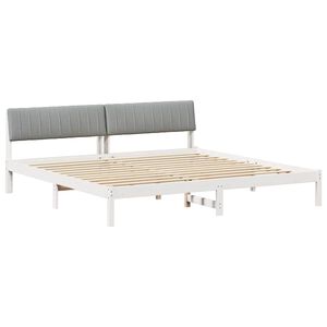 vidaXL Estrutura da cama Branco e cinza claro 200 x 200 cm