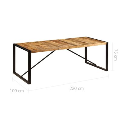 vidaXL Mesa de jantar madeira de mangueira maciça 220x100x75 cm