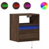 vidaXL Mesa de cabeceira de parede com luzes LED carvalho castanho