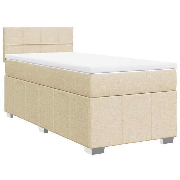 vidaXL Cama com molas/colch&atilde;o 100x200 cm tecido cor creme
