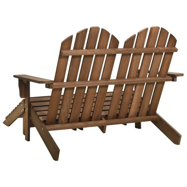 vidaXL Cadeira de jardim e otomano Adirondack 2 lugares abeto castanho