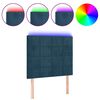 vidaXL Cabeceira cama c/ luzes LED veludo 80x5x118/128cm azul-escuro