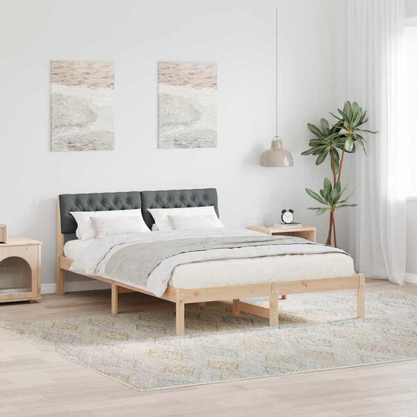 vidaXL Estrutura da cama castanho e cinzento-escuro 140 x 190 cm