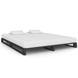vidaXL Estrutura de cama em paletes pinho maci&ccedil;o 200x200 cm cinzento