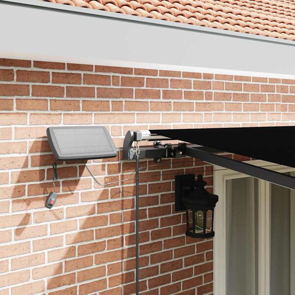 vidaXL Toldo Retr&aacute;til com luzes de tira LED Preto 500 &times;350 cm tecido