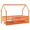 vidaXL Estrutura de cama infantil c/ gavetas 90x190 cm pinho maciço