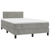 vidaXL Cama box spring c/ colch&atilde;o/LED 120x200 cm veludo cinzento-claro