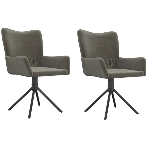 vidaXL Cadeiras de jantar girat&oacute;rias 2 pcs veludo cinzento-escuro