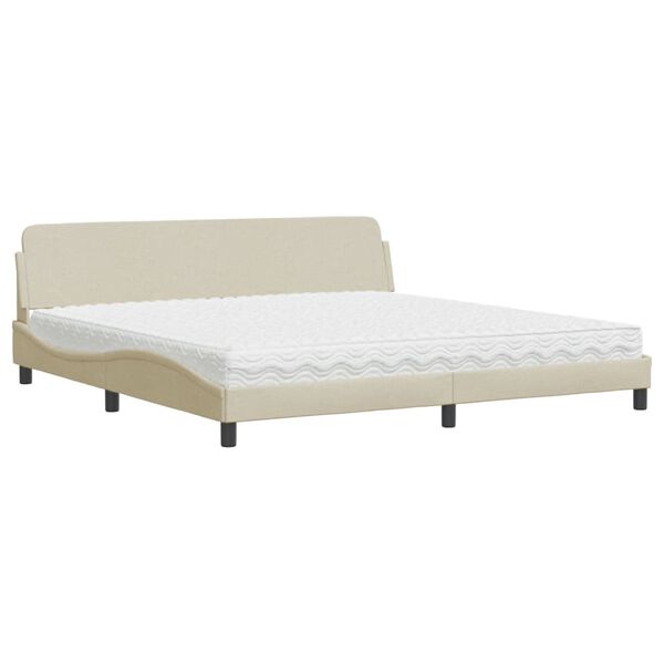 vidaXL Cama com colch&atilde;o Dover 200x200 cm tecido cor creme