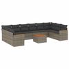 vidaXL 11 pcs conjunto sof&aacute;s de jardim c/ almofad&otilde;es vime PE cinzento