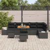 vidaXL Conjunto de Sofá de Jardim com almofada 9 pcs Preto vime PE