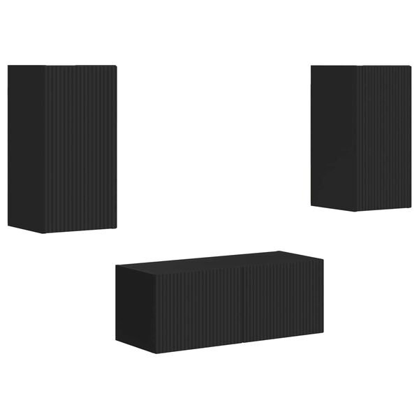 vidaXL Conjunto de m&oacute;vel de TV 2 pcs Preto Madeira processada