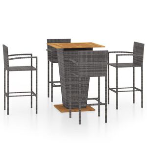 vidaXL 5 pcs conjunto de bar para jardim cinzento