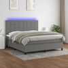 vidaXL Cama box spring c/ colch&atilde;o e LED 180x200 cm tecido cinza-escuro
