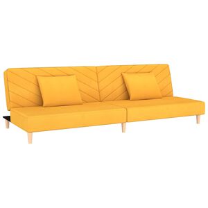 vidaXL Sof&aacute;-cama 2 lugares com duas almofadas tecido amarelo