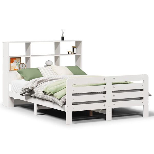 vidaXL Cama sem colch&atilde;o 120x190 cm madeira de pinho maci&ccedil;a branco