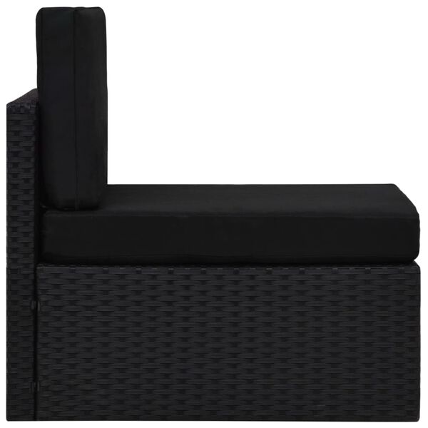 vidaXL Sofá de centro seccional vime PE preto