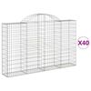 vidaXL Cestos gabi&atilde;o arqueados 40 pcs 200x30x120/140 ferro galvanizado